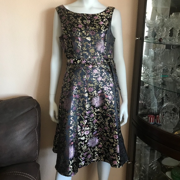 ModCloth Dresses & Skirts - NWT Modcloth Liza Luxe Shiny Black Floral Dress